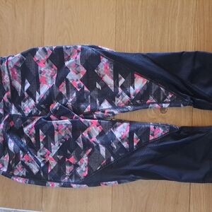 Fila Women's Black and Pink Geometric Leggings
